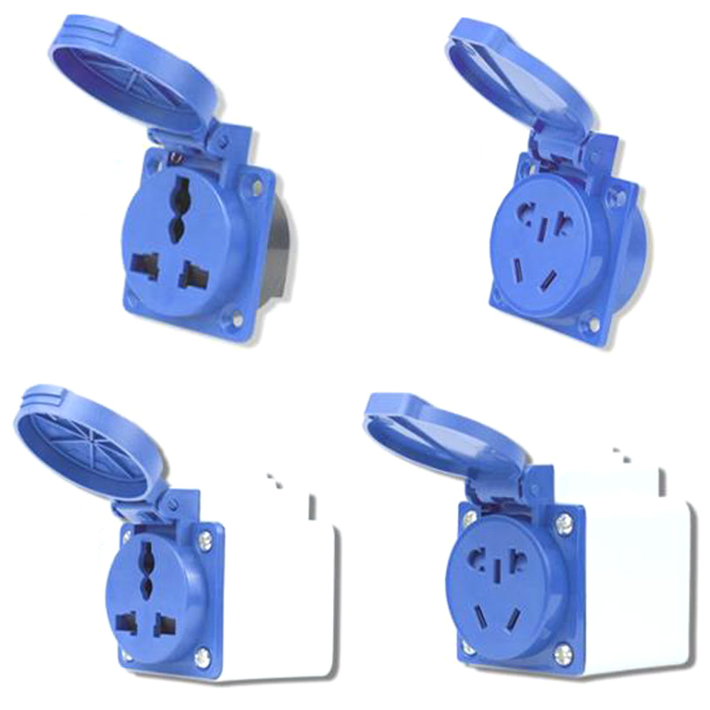 Outdoor Power Inlet Box - Xanh Dương IP54 10A/16A 220V Đa