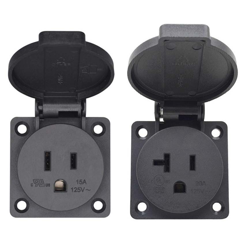 Outdoor Power Receptacle - Đen 125V 15A 20A IP44 CE