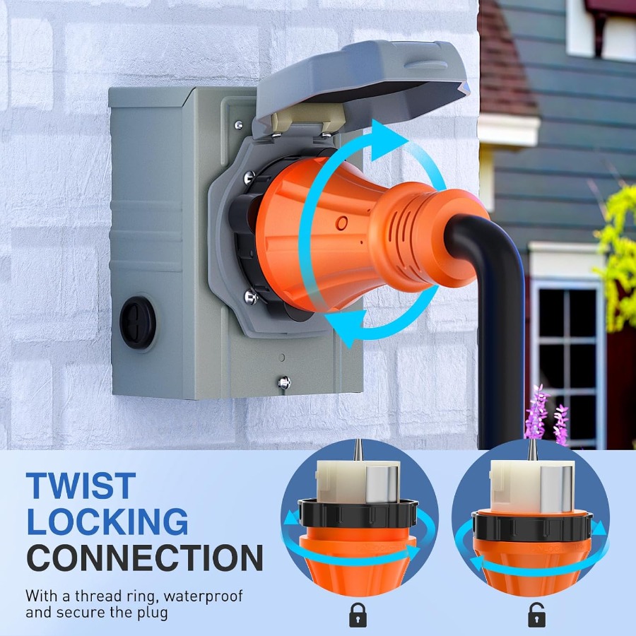 50A 50FT Heavy Duty Generator  - đánh giá và giá Outdoor Power Inlet Box