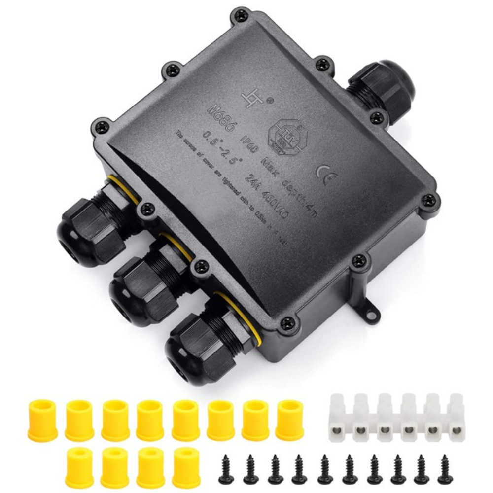 4Way 1In3Out IP68 Waterproof 4 - đánh giá và giá Outdoor Power Cable Junction Box