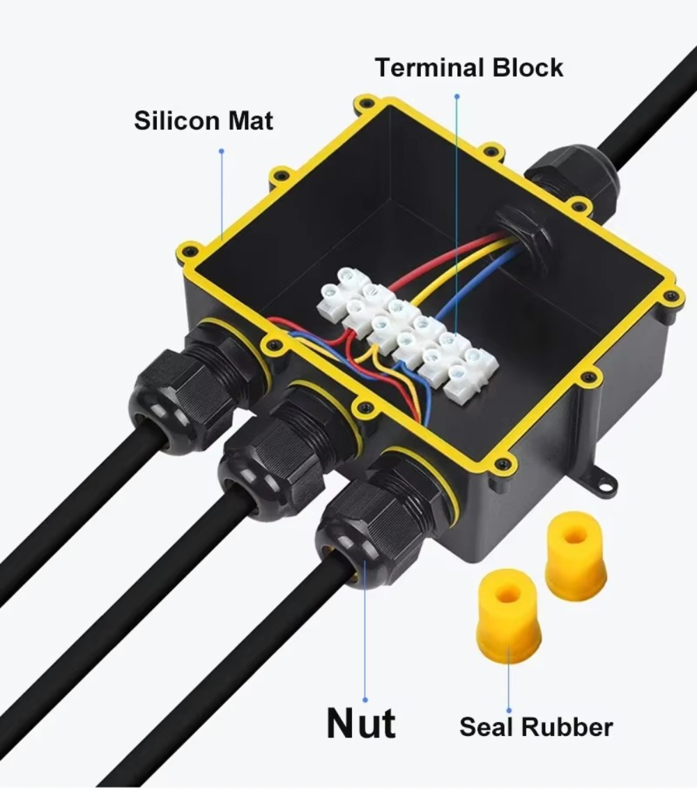 4Way 1In3Out IP68 Waterproof 4 - đánh giá và giá Outdoor Power Cable Junction Box