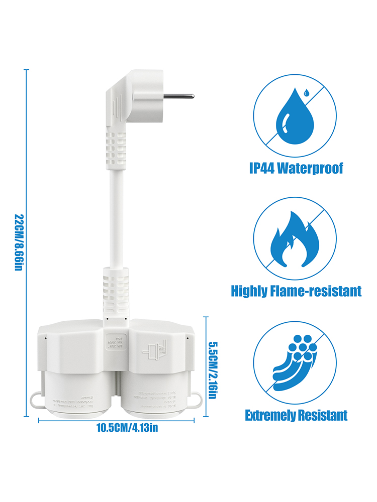 EU Extension Cable with 2 Schu - đánh giá và giá Outdoor Power Socket Cover