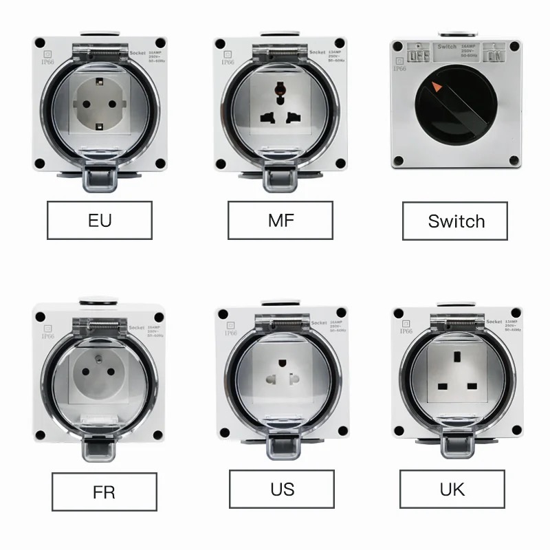 IP66 waterproof power receptac - đánh giá và giá Outdoor Power Receptacle