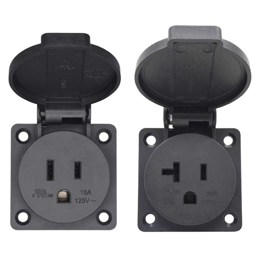 Đa năng Đen 125 V 15A 20A IP44 - đánh giá và giá Outdoor Power Receptacle