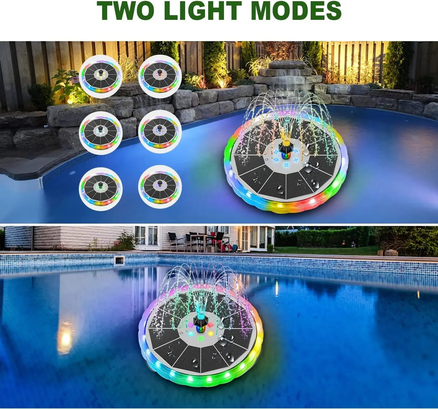 Solar Fountain with LED Lights - đánh giá và giá Panel Power Outdoor