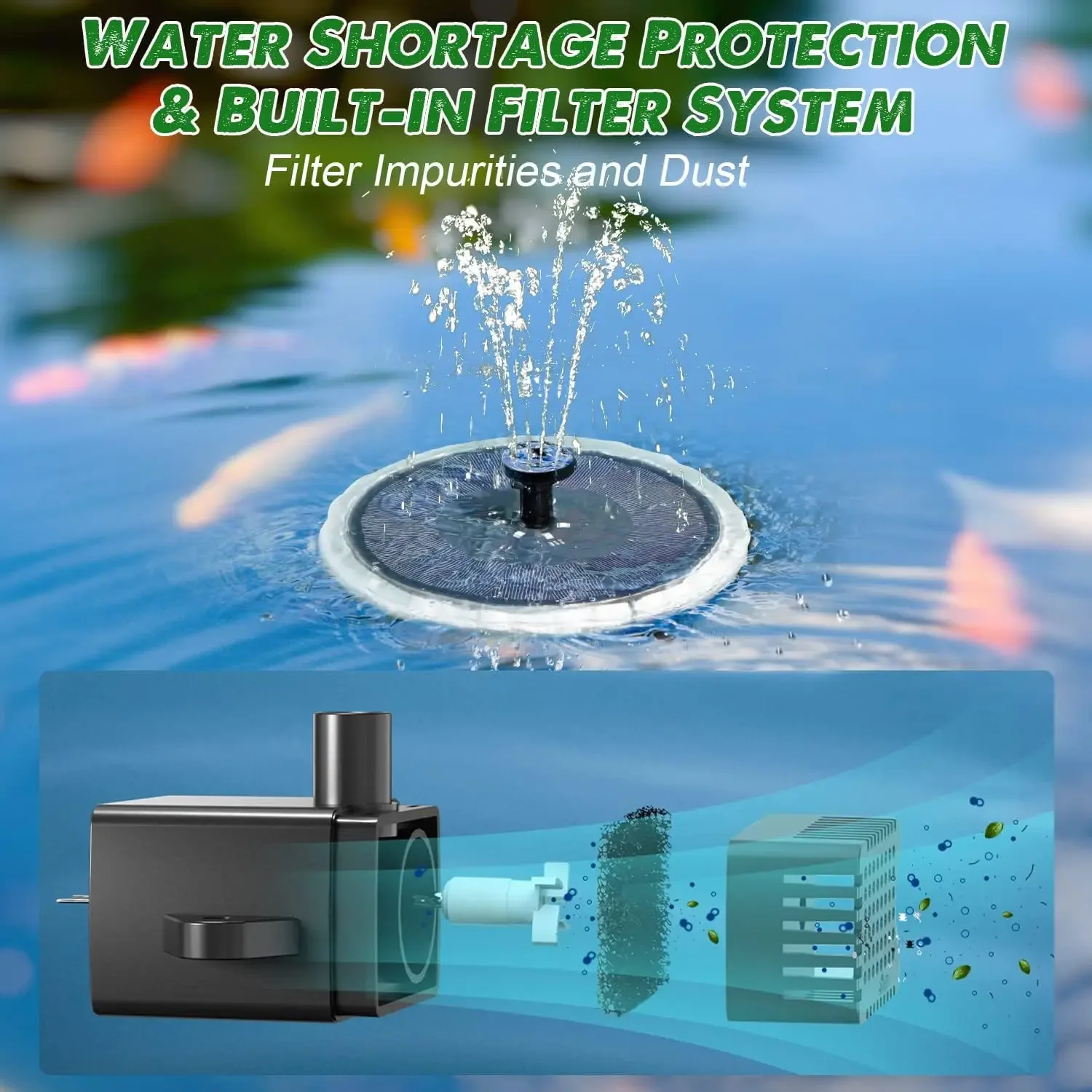 Solar Fountain with LED Lights - đánh giá và giá Panel Power Outdoor